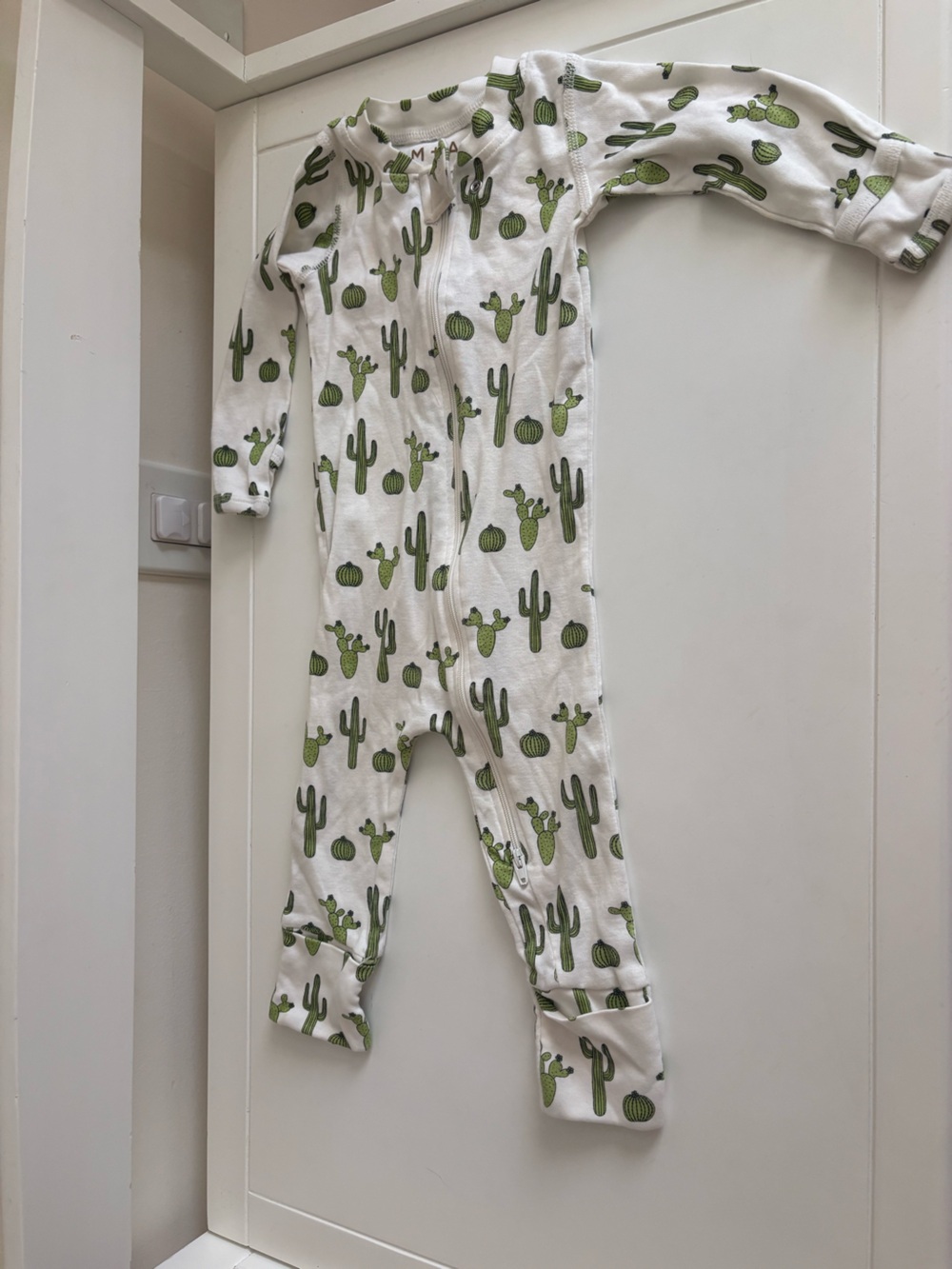 Cactus-Print Kids Sleep Sack Onesie - White & Green